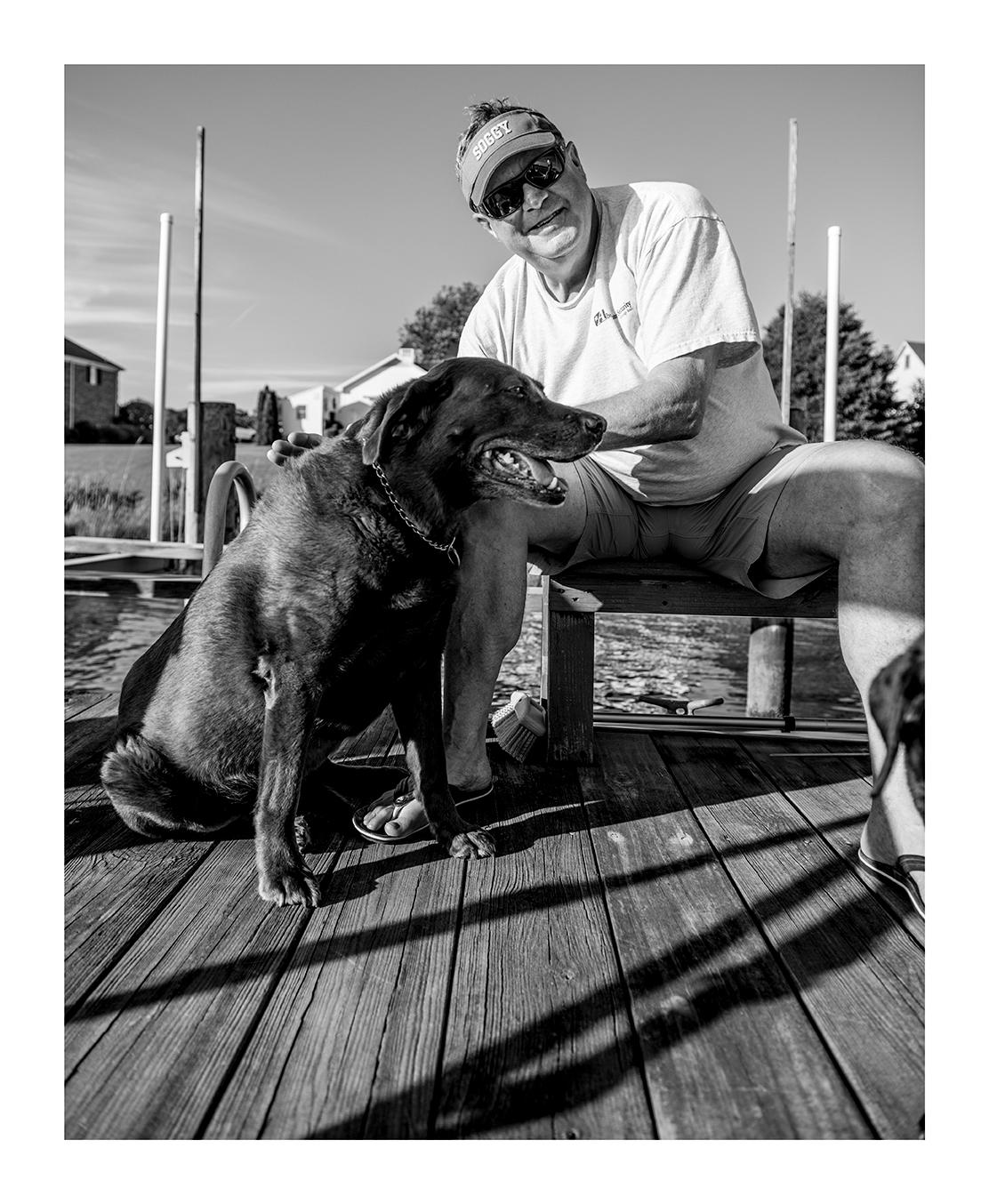 John Morris and his prized Chesapeake Bay Retriever, Eden, Maryland